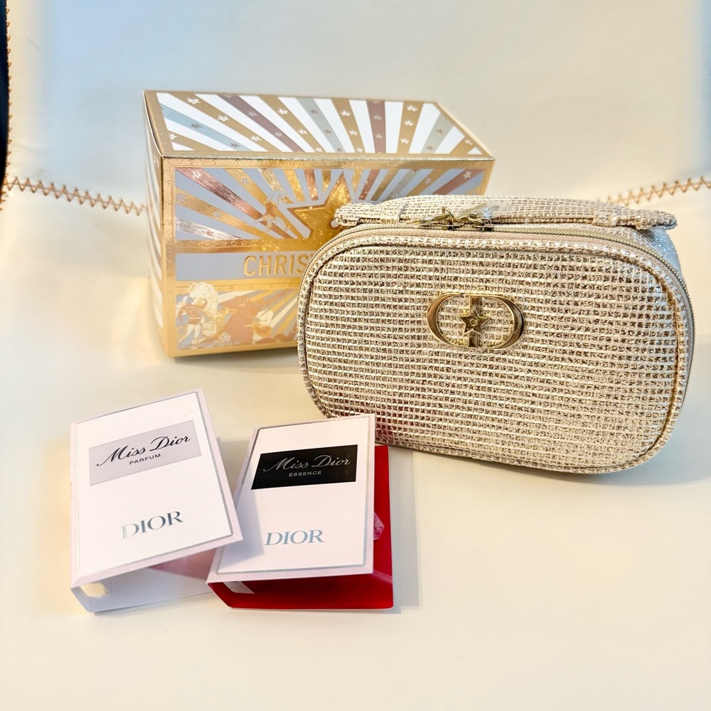 Dior Gold limited Edition Makeup Bag with two Miss Dior Samples.
